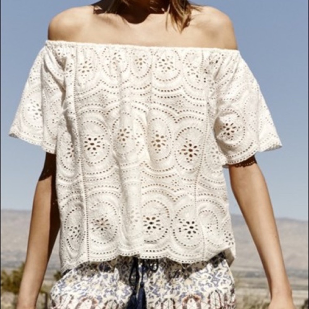 Joie 'Hannela' Off the Shoulder Blouse in Cream EUC